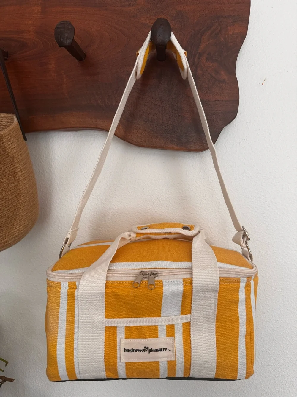 Business & Pleasure Yellow Striped Canvas Cooler Beach Essential Coastal